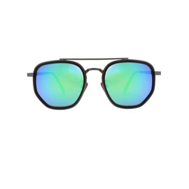 Imagem de Óculos de Sol Hexagonal Modelo Chicago Proteção UV400 em Acetato Italiano Estilo Moderno Unissex Masculino Feminino - Cacife Brand (Camaleão Espelhado)