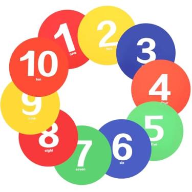Imagem de mekueeex Marcadores De Piso Antiderrapantes De 9 Polegadas, 10 Peças, Cones Planos À Prova D'Água, Pontos De Polipropileno Para Exercícios De Agilidade, Basquete, Treinamento De Futebol, Atividades