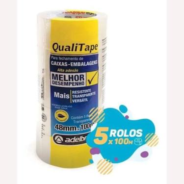 Imagem de FITA ADESIVA DUREX TRANSPARENTE 48mmX100m 5 ROLOS ADELBRAS