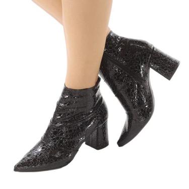 Imagem de Bota Feminina Salto 7cm Bloco Cano Baixo Preto Maveric ER643 - Emilia 