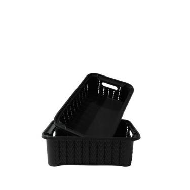 Imagem de Kit 3 Pote Empilhável cesto organizador - TF Injetados, Preto