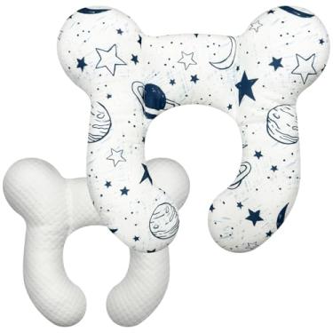 Imagem de kimitimi Travesseiro de suporte de cabeça de bebê para recém-nascido, almofada de pescoço de bebê, almofada de dormir confortável atualizada para carro, avião, carrinho de bebê, carrinho de bebê - céu