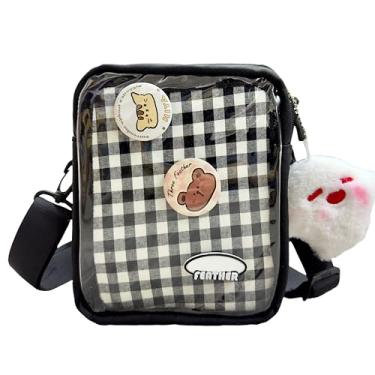 Imagem de TTCAYU Bolsa tiracolo com inserção pequena Kawaii, bolsa comercial com 2 pinos aleatórios e pingente para anime, Itabag preto-pequeno