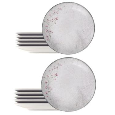 Imagem de Jogo 12 Pratos Fundos 21cm Tramontina Floralis Porcelana Sopas Risotos Caldos