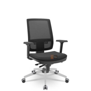 Imagem de Cadeira Brizza Tela 3D Slider Cromada Sem Apoio NR17 Plaxmetal Ergonomica (Poliéster Preto)