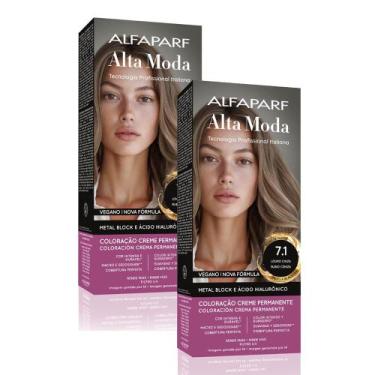 Imagem de Kit 2 Tintura Creme Altamoda Alfaparf Mel Prateado 7.1 Kit - Alta Moda