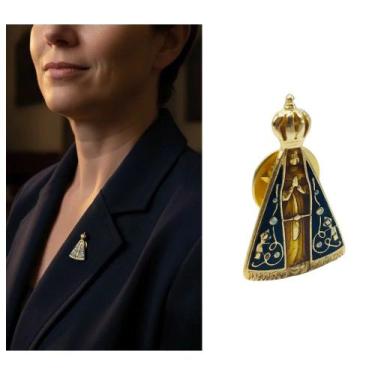 Imagem de Broche Boton Nossa Senhora Aparecida Dourado Resinado - FORNECEDOR 3