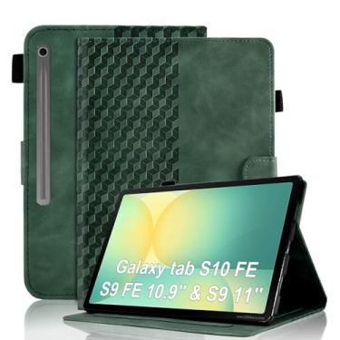 Imagem de Varohix Capa para Samsung Galaxy Tab S9 2023 (SM-X710/X716B/X718U) Capa magnética de couro PU com suporte ajustável, suporte dobrável, porta-cartões multiângulo Galaxy Tab S9, verde retrô