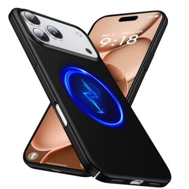 Imagem de GRECAZO Capa magnética ultrafina fosca projetada para 17 Pro Max 17.5 cm (2025) Slim Minimalista Leve Matte Hard PC compatível com MagSafe Cover Capa protetora bumper capa preta