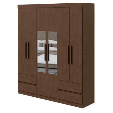 Imagem de Guarda-Roupas Solteiro Zeus 6 portas 4 gavetas - Móveis Lopas, Imbuia 