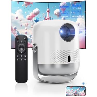 Imagem de [Foco elétrico] Projetor, projetor portátil atualizado com WiFi e Bluetooth, mini projetor nativo 1080p 4K, compatível com Android/iOS/Windows/TV Stick/HDMI/USB