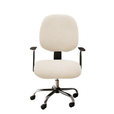 Imagem de Lzyjckh Capa para Cadeira de Escritório - 2 Peças Capas Elásticas para Cadeira para Cadeira Giratória Universal, Cadeira de Computador e Presentes de Escritório,Beige