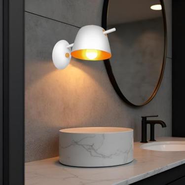 Imagem de Kawell Arandela de metal moderno luminária noturna interna com fio para quarto, sala de estar, cozinha, sala de estudo, acabamento branco minimalista