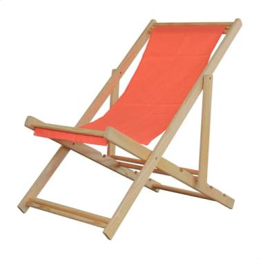 Imagem de Espreguiçadeira Dobrável em Madeira Maciça para Varanda – Reclinável, Sem Braço, Natural (Salmão)