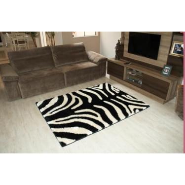 Imagem de Passadeira Life Spirit Shaggy 50mm Siberiano B&w 066x230 cm