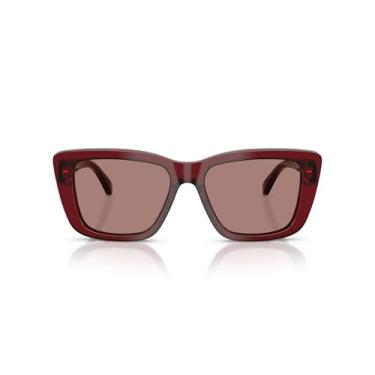 Imagem de Emporio Armani Óculos de sol feminino EA4246U com ajuste universal, bordô transparente brilhante/marrom claro, 54 mm, Bordeaux transparente brilhante/marrom claro, 54 mm