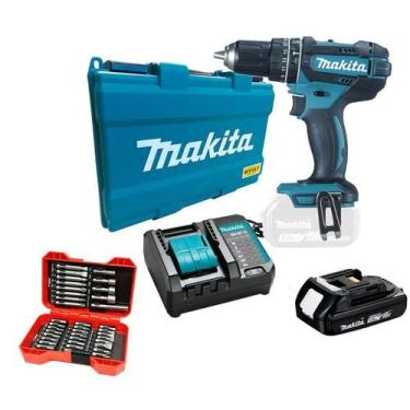 Imagem de Parafusadeira e Furadeira de Impacto Makita 18V com 1 Bateria, Carrega