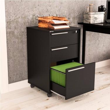 Imagem de Gaveteiro Maia 2 Gavetas com Chave Preto Politorno Móveis