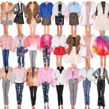 Imagem de ztweden Conjunto De Roupas De Jaqueta De Casaco De Boneca De Inverno Para Boneca De Menina De 30 Cm, Suéter De Moda De Inverno De 11,5 Polegadas Com Jeans Vestido De Festa Saias Camiseta Chapéu Xale P