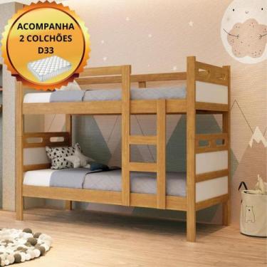 Imagem de Beliche Solteiro 100% MDF Com Dois Colchões D33 Super Reforçada Estrad