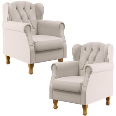 Imagem de Kit 02 Poltronas Yara P02 Linho Cru - LYAM DECOR