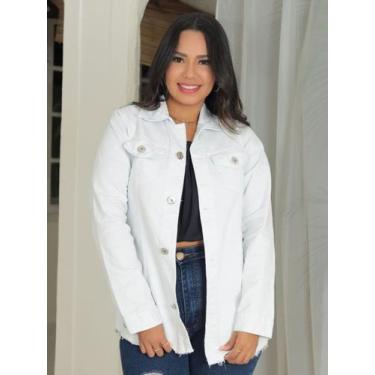 Imagem de Maxi Jaqueta Jeans Feminina Barra Desfiada Urbana e Versátil - NS NAND