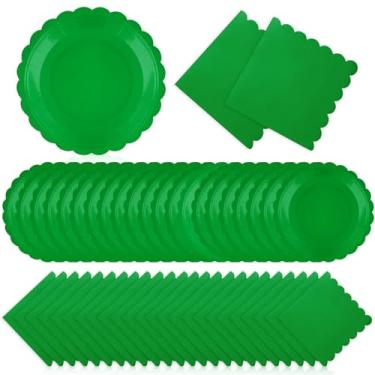 Imagem de Tiangrid 120 peças de pratos de papel e guardanapos suprimentos de festa descartáveis a granel pratos recortados de 17 polegadas guardanapos de coquetel para casamento, chá de bebê, decorações de