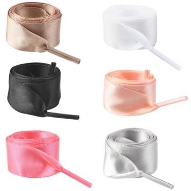 Imagem de SOFPLATE 6 cores 6 pares de cadarços de cetim de 121,9 cm a granel cadarços multicoloridos branco cinza 2 cm de largura fita de seda de poliéster cadarços macios casuais gordos sapatos cordas para