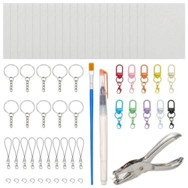 Imagem de PLIGREAT 30 peças de kit de papel de pintura de textura de espuma, pintura mágica de textura inchada com 10 chaveiros, 10 chaveiros, 10 tiras de telefone, 1 pincel, 1 caneta pincel de água, papel de