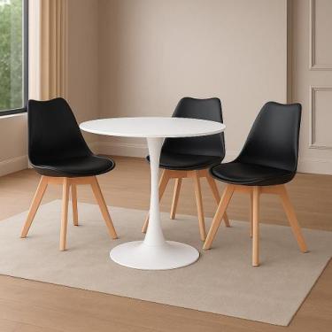 Imagem de Kit 3 Cadeiras De Jantar Empório Tiffany Saarinen Base Wood - Lar Text