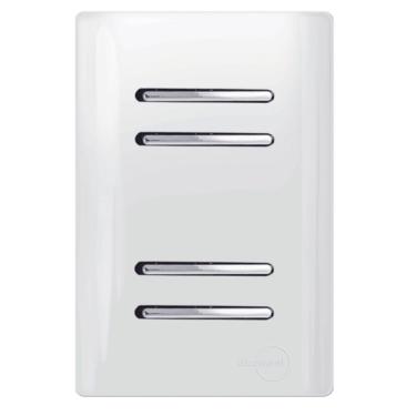 Imagem de 4 Interruptores Simples Cromado Com Placa 4x2 Branco - Dc-1200172 - Novara