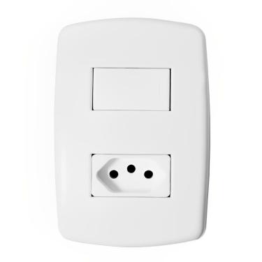 Imagem de Interruptor Simples + 1 Tomada Unidade 2p+t 10a Com Placa - Dc-8100-15 - Dicompel