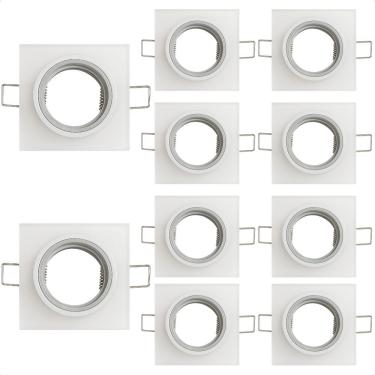 Imagem de Kit 10 Spot Taschibra Quadrado Embutir Vidro Jateado Sp23 Mr16 Bivolt