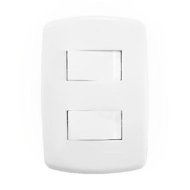 Imagem de 2 Interruptores Simples Com Placa Branca - Dc-8100-5 - Dicompel