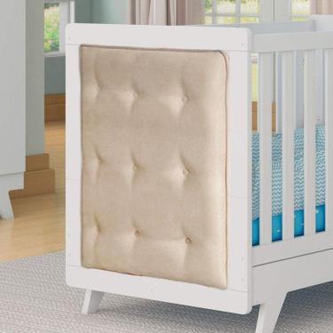 Imagem de Kit Botões encapados Berço 2 Peças Retrô Móveis Peroba Sintético Bege