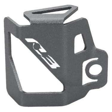 Imagem de BYYINGSUS Tampa do reservatório de fluido do tanque de combustível do freio traseiro da motocicleta acessórios CNC compatíveis com Y&AMAHA YZF R3 2013 2014 2015 2016 2017 2018 (titânio)