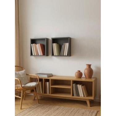 Imagem de Kit de 2 Nichos 30cm Mdf Verde - On Móveis