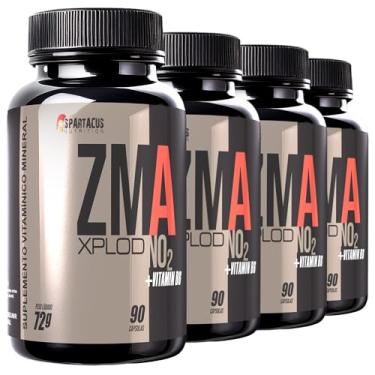 Imagem de 4x ZMA NO2 XPLOD Magnésio Zinco Cálcio Vitamina B6 90 Cápsulas Suplemento Alimentar Vitamínico Mineral Adulto Não Contém Glúten