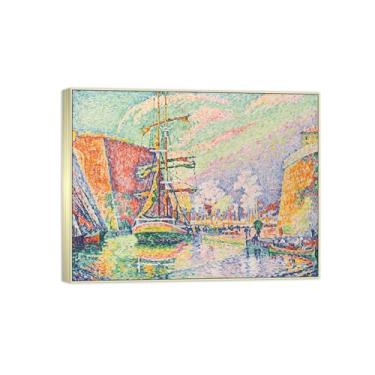 Imagem de BMZFYBS Impressão em tela famosa pintura - paisagem arte de parede - porta - pôster moldura prata para decoração de casa 70 x 90 cm 27 x 35 pol