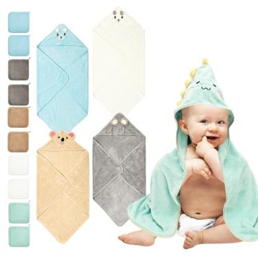 Imagem de Conjunto de 15 toalhas de bebê com capuz e toalha de banho de lã absorvente para meninas meninos e crianças de 0 a 5 anos de idade
