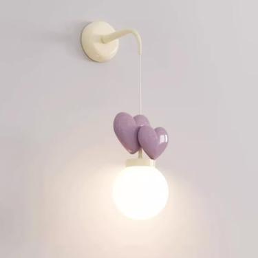 Imagem de Luminária de parede moderna para quarto infantil, luminária de parede em creme francês, mini globo de acrílico, luminária de parede para cabeceira, desenho animado criativo, decoração de cas