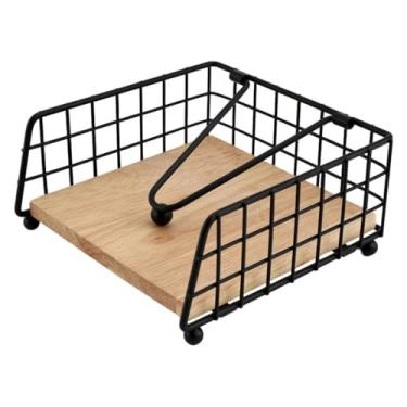 Imagem de Fxzqgnh Porta Guardanapos para Organizador de Mesa, Rústico, Plano, Dispensador de Guardanapos, Base de Madeira para área Externa, Sala de Estar, Sala de Jant, Preto, Tamanho real