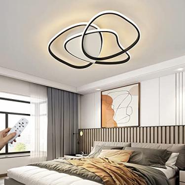 Imagem de Luminária de teto LED moderna para sala de estar, preta, regulável, com controle remoto, para quarto, iluminação de teto LED para sala de estar, quarto, cozinha, sala de jantar, escritório (