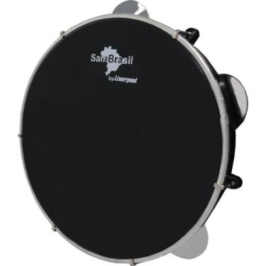 Imagem de Pandeiro 10 Premium Pele Preta Sambrasil Liverpool Preto