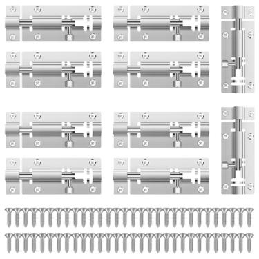 Imagem de Pacote com 10 parafusos de barril de trava de porta deslizante de 7 cm de aço inoxidável com 60 parafusos para porta cerca de galpão jardim quarto
