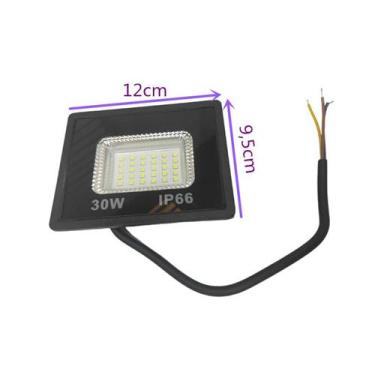 Imagem de Refletor de led holofote 30w branco fio bivolt externo - telintec
