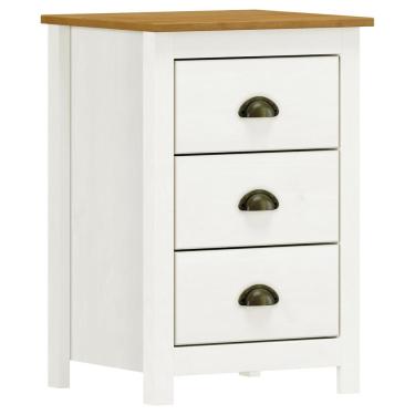 Imagem de Mesa de Cabeceira 3 Gavetas Madeira Maciça Mazzaro F06 Branco Freijó - Lyam Decor