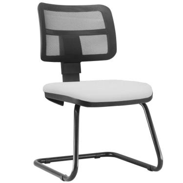 Imagem de Cadeira de Escritório Recepção Fixa Zip L02 Couro Sintético Branco - Lyam Decor