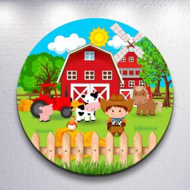 Imagem de Painel Tema Fazenda Animais Capa Grande e Mini Redondoda Estampa Subli