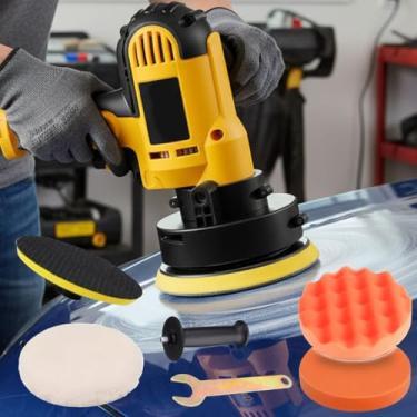 Imagem de Politriz Lixadeira Elétrica Profissional 850W 6 Velocidades Ajustáveis 4500RPM Automotiva Multifunção (Amarelo - 110v)